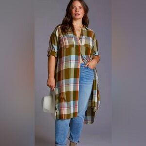 Anthropologie Pilcro Side-Slit Maxi Buttondown Tunic size Small